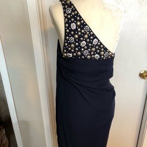 Adam one shoulder navy blue cocktail dress